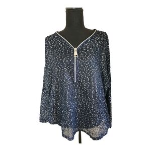 ALFANI sheer flowy lightweight knit sweater navy blue silver sz medium